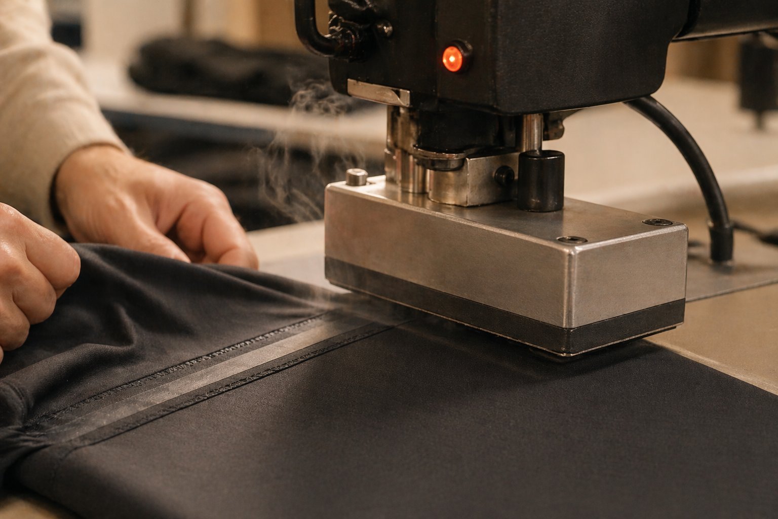 Bonded seam from the inside of a finished garment