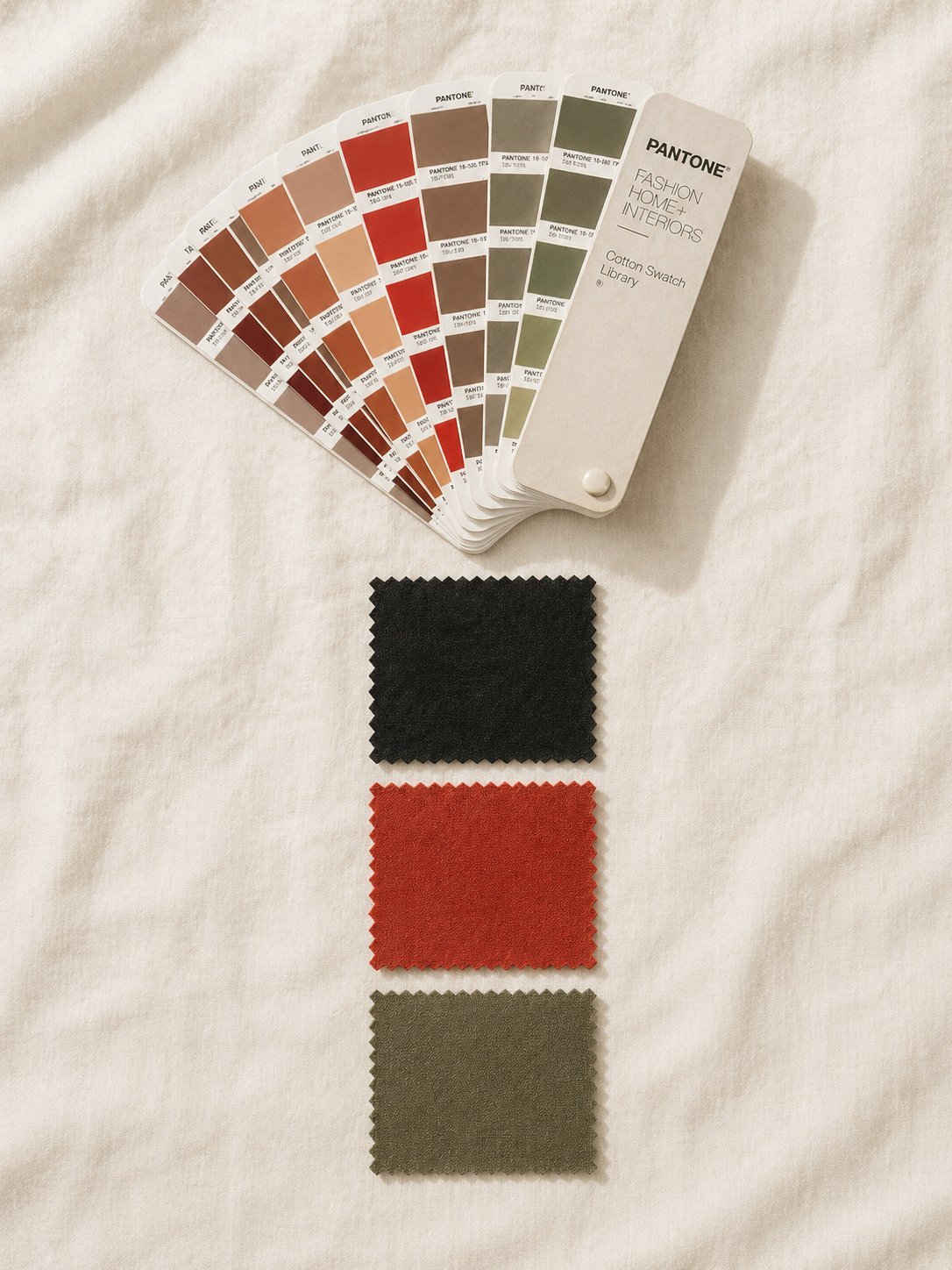 Pantone TPX color fan deck with matching fabric swatches