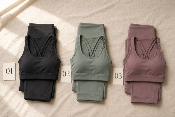 Focused first activewear collection three colorways